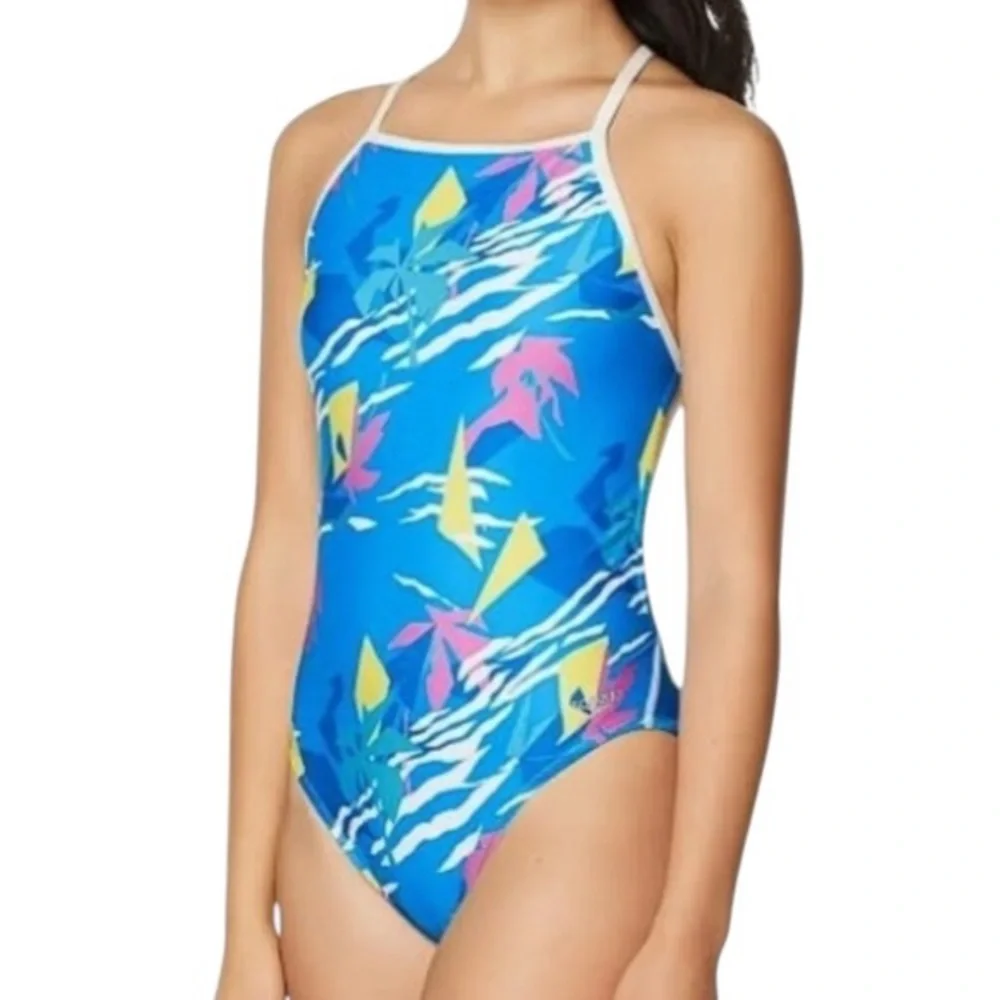 Speedo Palm Triangle Oneback Girls Swimsuit Size 6-6X NWT